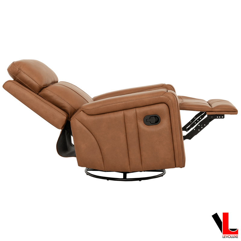 Levoluxe Chair Cavron 37" Leather Match Swivel Glider Reclining Chair - Available in 2 Colours