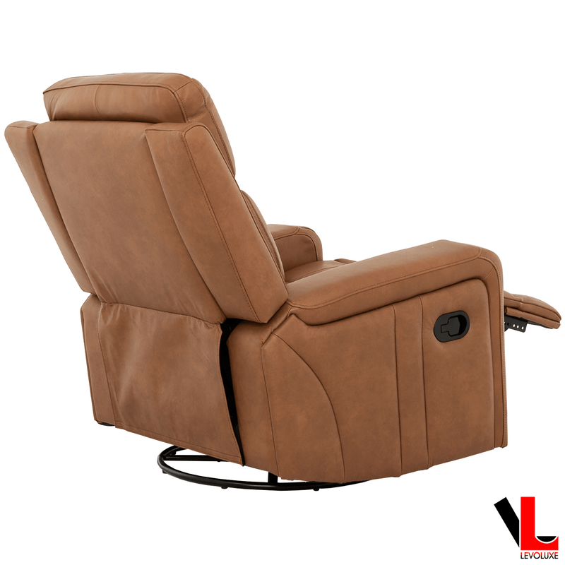 Levoluxe Chair Cavron 37" Leather Match Swivel Glider Reclining Chair - Available in 2 Colours