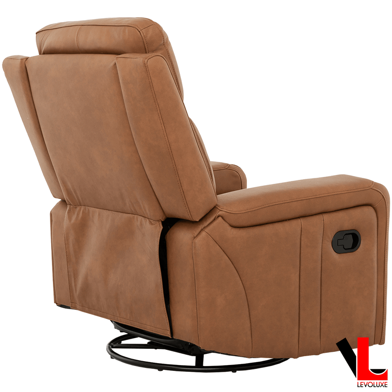Levoluxe Chair Cavron 37" Leather Match Swivel Glider Reclining Chair - Available in 2 Colours