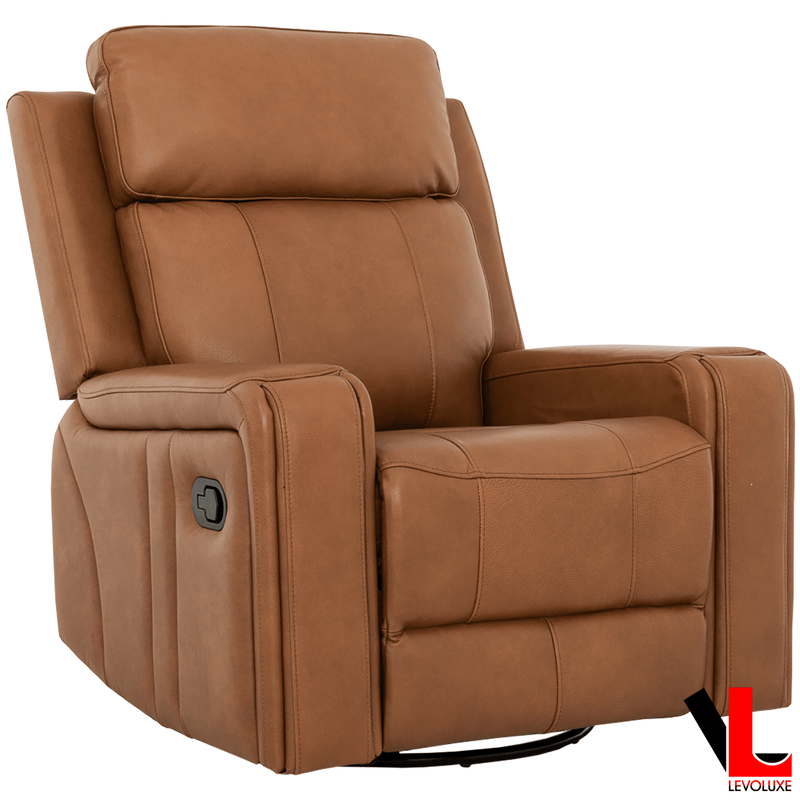 Levoluxe Chair Cavron 37" Leather Match Swivel Glider Reclining Chair - Available in 2 Colours