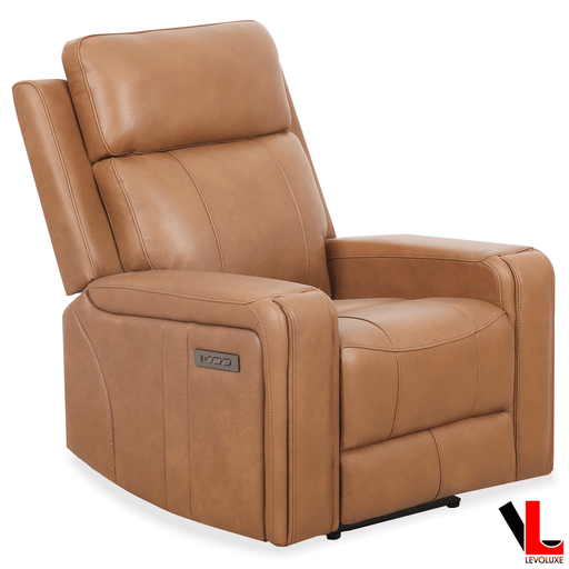 Levoluxe Chair Cavron 37" Power Glider Reclining Chair with Power Headrest in Cognac Leather Match