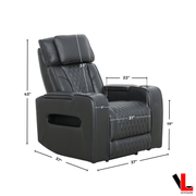 Levoluxe Chair Colton 37" Leather Match Power Reclining Chair with Power Headrest, Cupholders and Storage - Available in 2 Colours