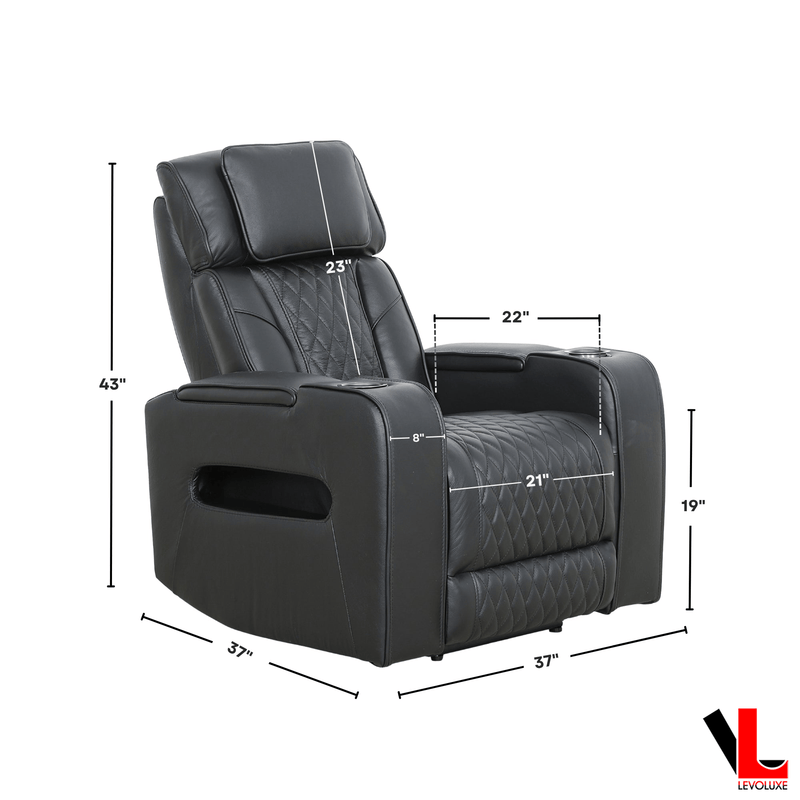 Levoluxe Chair Colton 37" Leather Match Power Reclining Chair with Power Headrest, Cupholders and Storage - Available in 2 Colours