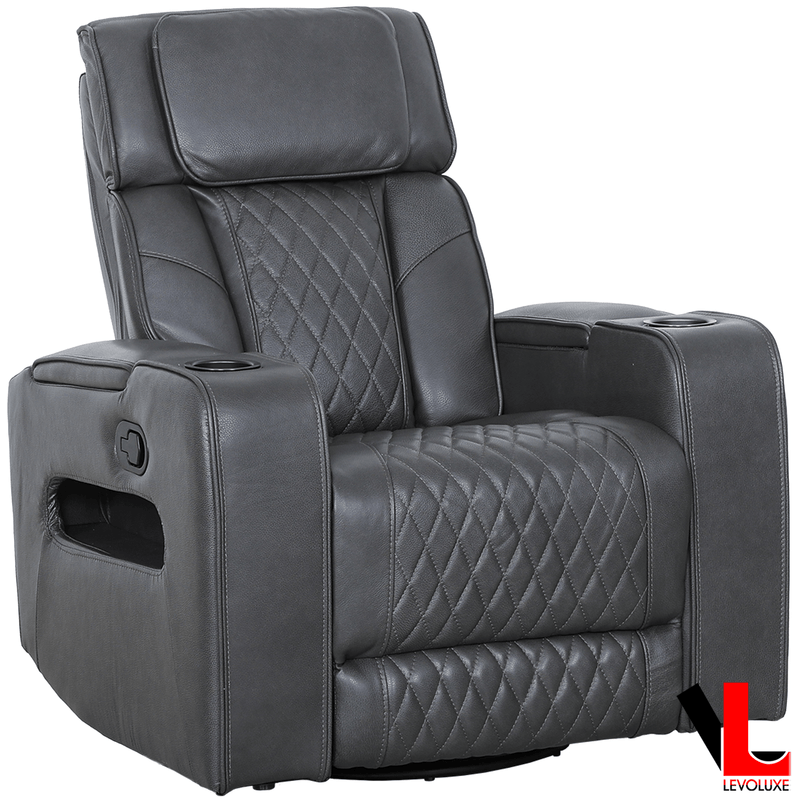 Levoluxe Chair Colton 37" Leather Match Swivel Glider Reclining Chair - Available in 2 Colours