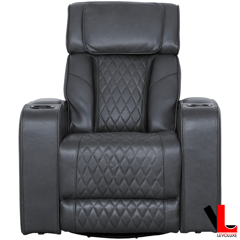Levoluxe Chair Colton 37" Leather Match Swivel Glider Reclining Chair - Available in 2 Colours