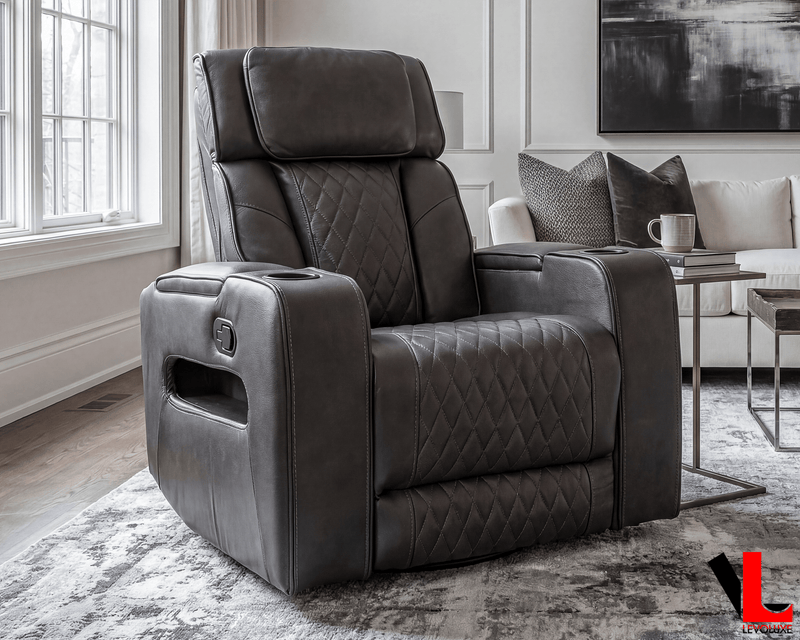 Levoluxe Chair Colton 37" Leather Match Swivel Glider Reclining Chair - Available in 2 Colours