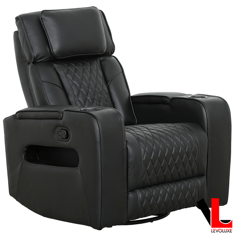 Levoluxe Chair Colton 37" Leather Match Swivel Glider Reclining Chair - Available in 2 Colours