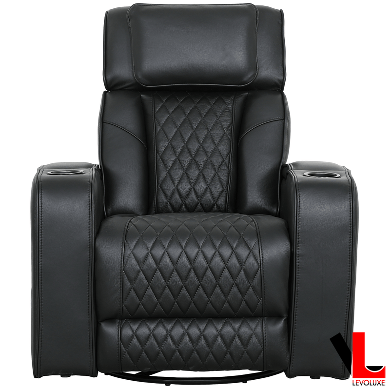 Levoluxe Chair Colton 37" Leather Match Swivel Glider Reclining Chair - Available in 2 Colours