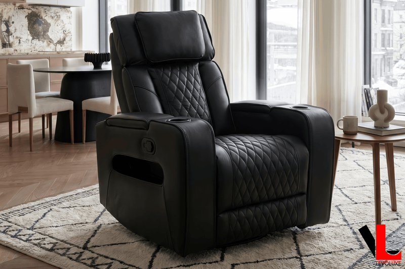 Levoluxe Chair Colton 37" Leather Match Swivel Glider Reclining Chair - Available in 2 Colours