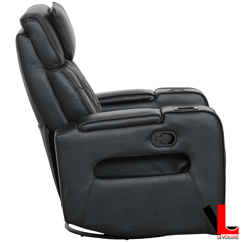 Levoluxe Chair Colton 37" Leather Match Swivel Glider Reclining Chair - Available in 2 Colours