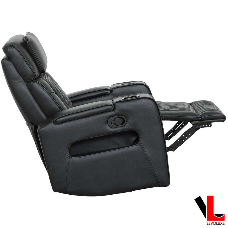 Levoluxe Chair Colton 37" Leather Match Swivel Glider Reclining Chair - Available in 2 Colours