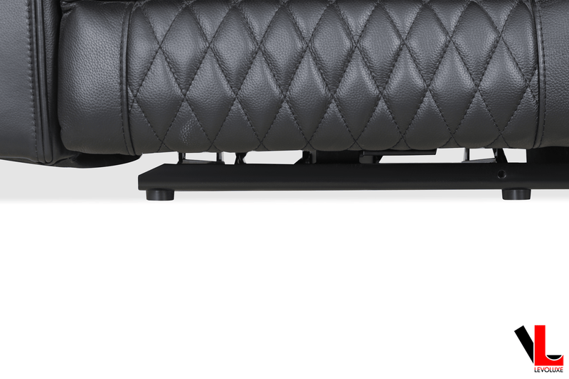 Levoluxe Chair Colton 37" Power Glider Reclining Chair with Power Headrest, Cupholders and Storage in Black Leather Match