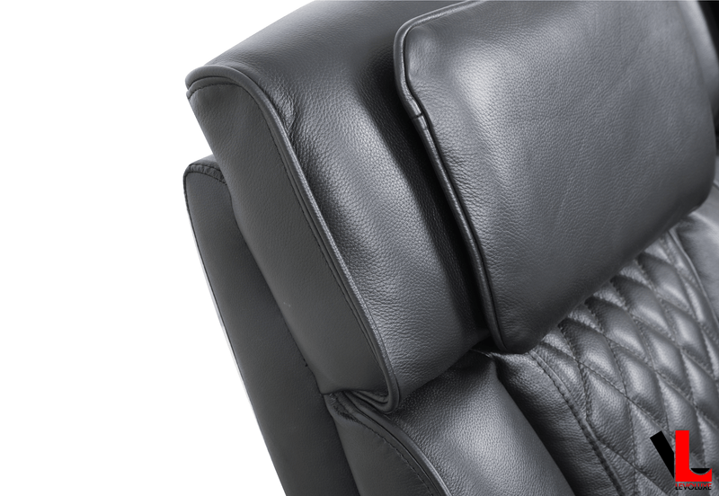 Levoluxe Chair Colton 37" Power Glider Reclining Chair with Power Headrest, Cupholders and Storage in Black Leather Match