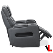 Levoluxe Chair Colton 37" Power Glider Reclining Chair with Power Headrest, Cupholders and Storage in Black Leather Match
