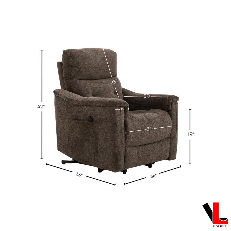 Levoluxe Chair Ladon 34" Power Lift Reclining Chair in Bayside Brown