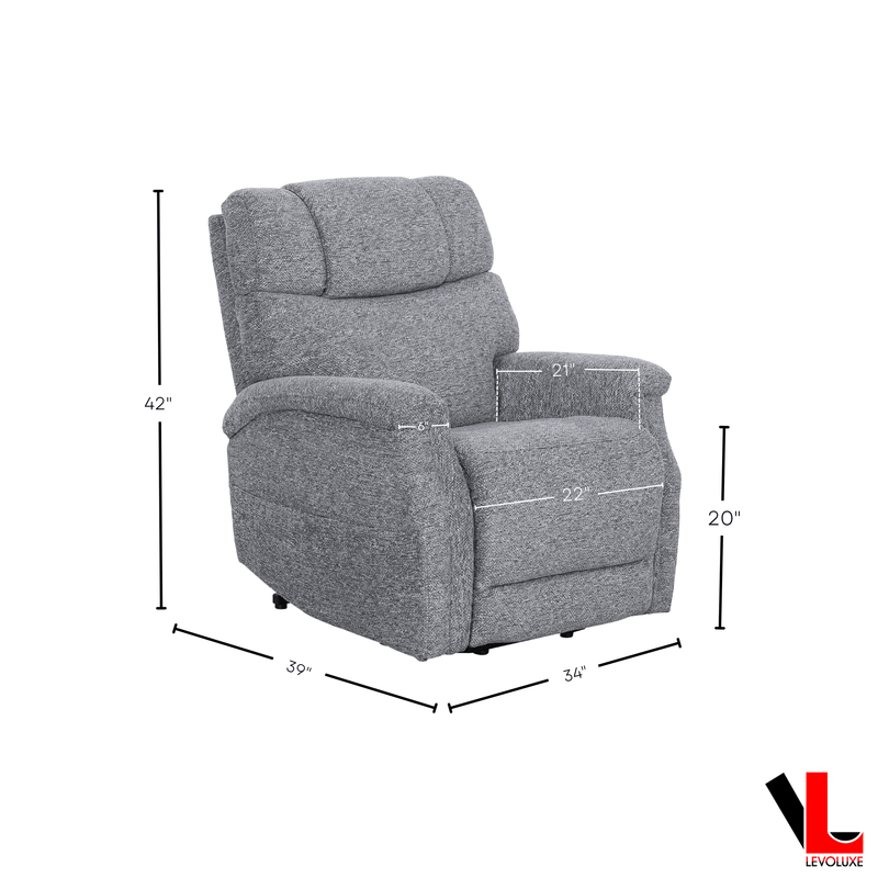 Levoluxe Chair Lifton 34" Power Lift Reclining Chair in Gramercy Smoke