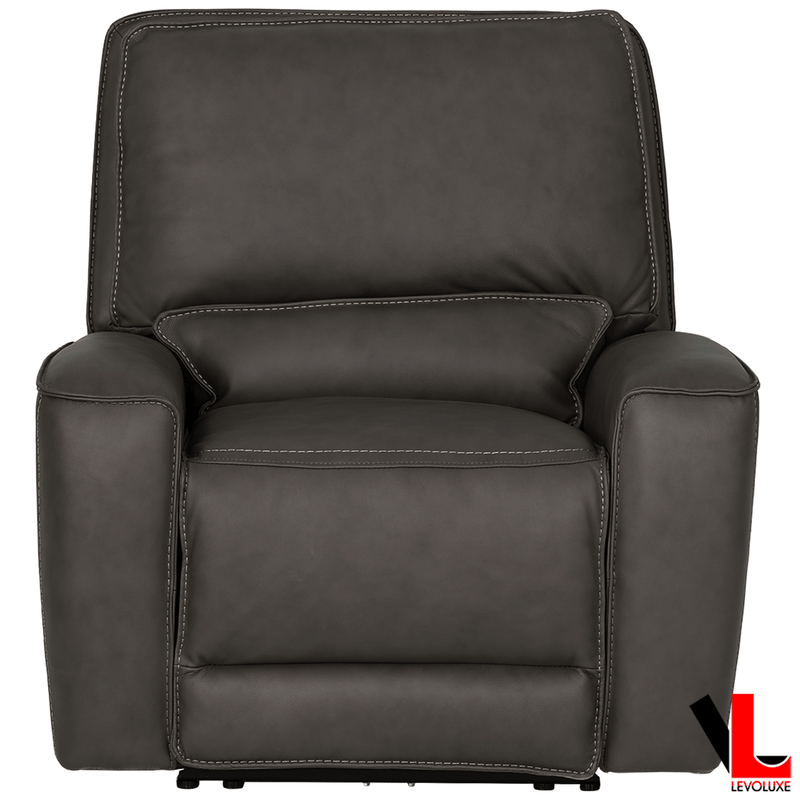 Levoluxe Chair Odessa 41.5" Power Reclining Chair with Power Headrest in Tex Grey Leather Match