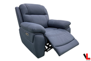 Levoluxe Chair Regent 40.5" Jaxxon Blue Power Reclining Chair with Power Headrest