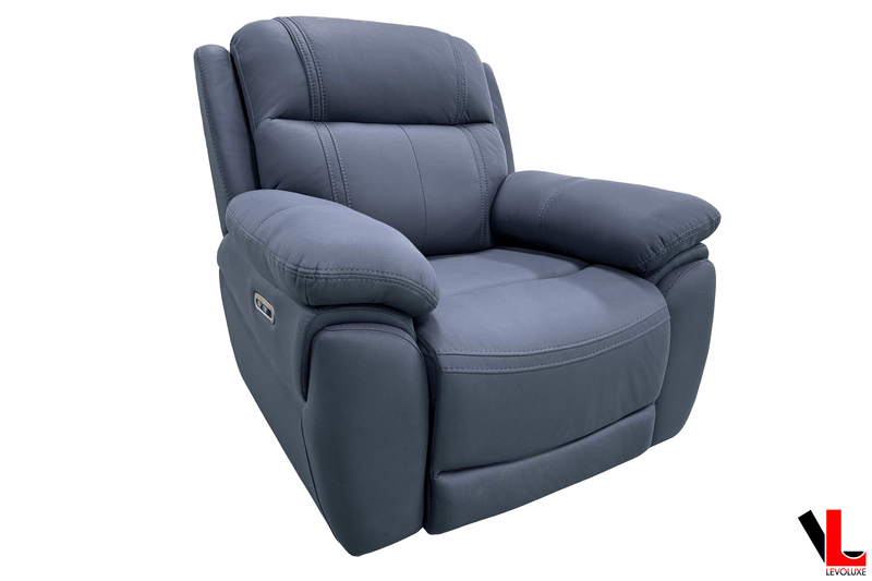Levoluxe Chair Regent 40.5" Jaxxon Blue Power Reclining Chair with Power Headrest