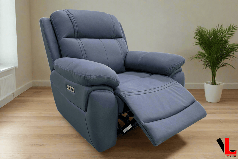 Levoluxe Chair Regent 40.5" Jaxxon Blue Power Reclining Chair with Power Headrest