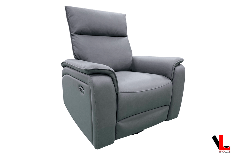 Levoluxe Chair Sereno 36" Jaxxon Smoke Power Swivel Glider Reclining Chair