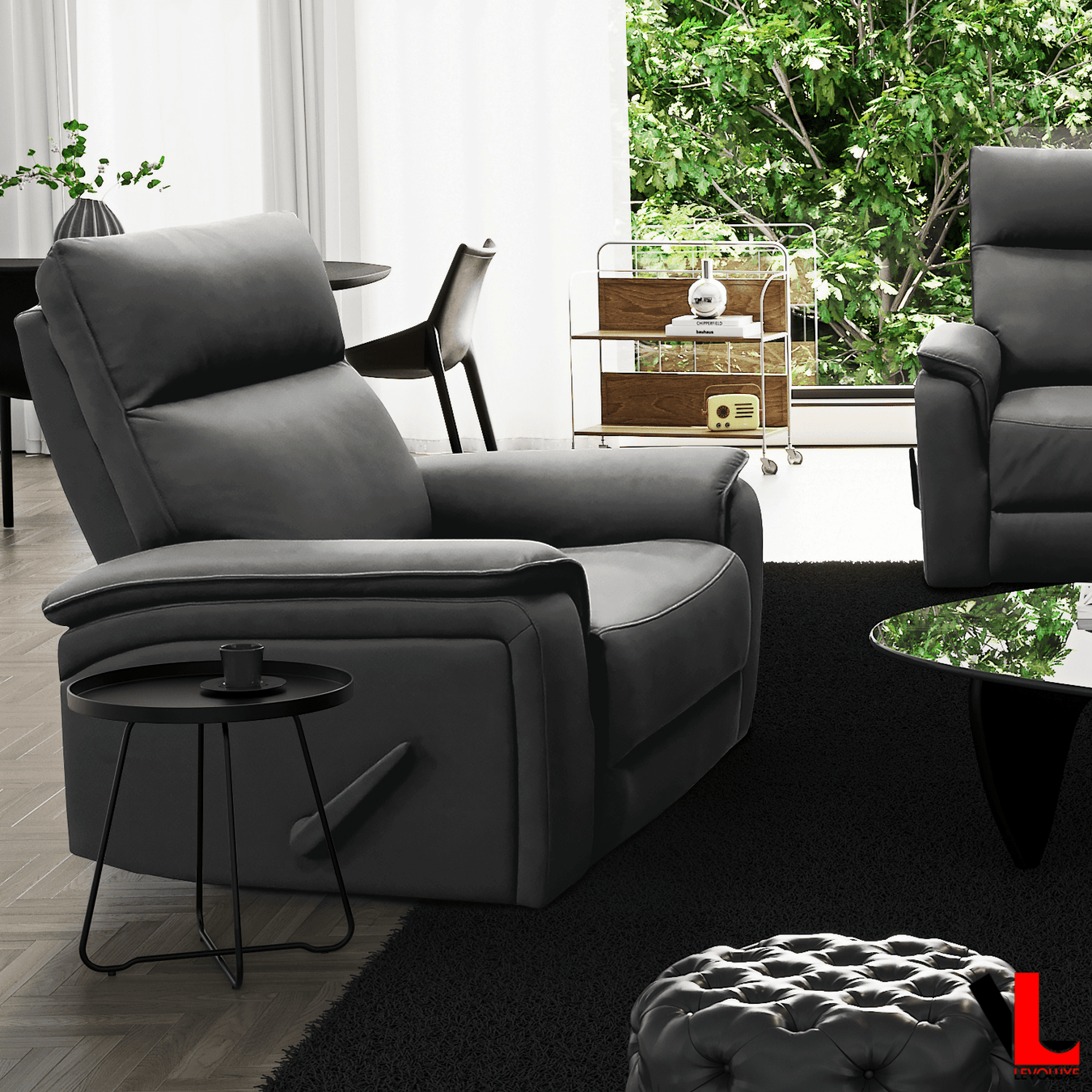 Levoluxe Sereno 36" Rocker Reclining Chair in Jaxxon Smoke, image 1