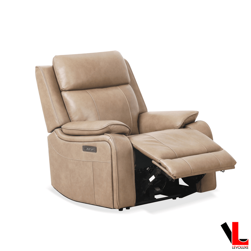 Levoluxe Chair Taupe Brindle 36.5" Leather Match Power Reclining Chair - Available in 2 Colours
