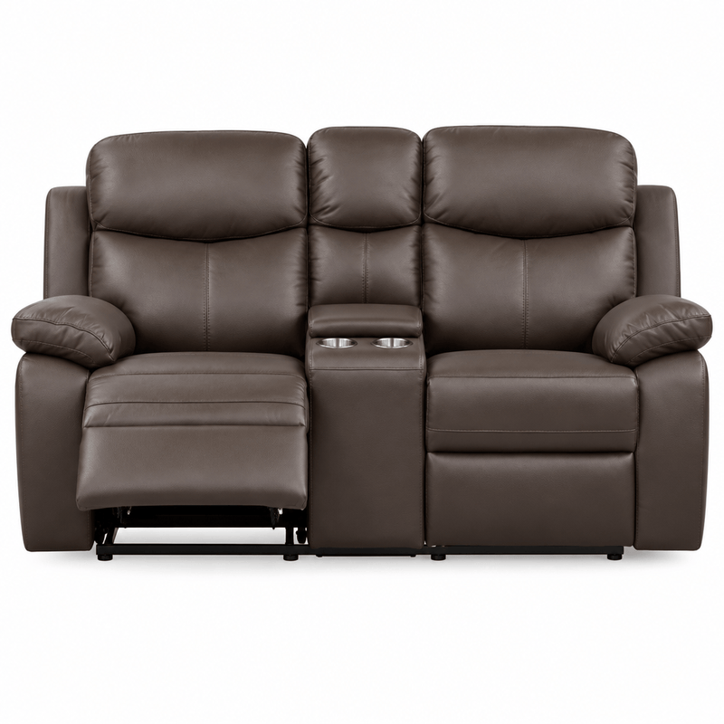 Levoluxe Loveseat Aveon 76" Pillow Top Arm Reclining Loveseat with Storage Console in Leather Match - Available in 3 Colours