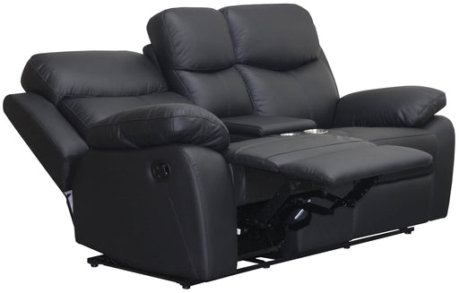 Levoluxe Loveseat Black Aveon 76" Pillow Top Arm Reclining Loveseat with Storage Console in Leather Match - Available in 3 Colours