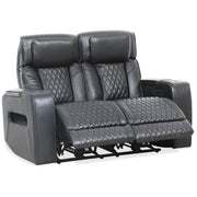 Levoluxe Loveseat Black Colton 58" Leather Match Power Reclining 2 Seater Loveseat with Power Headrest, Cupholders and Storage - Available in 2 Colours