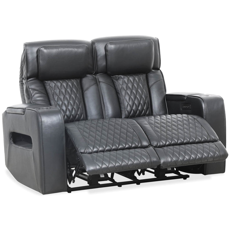 Levoluxe Loveseat Black Colton 58" Leather Match Power Reclining 2 Seater Loveseat with Power Headrest, Cupholders and Storage - Available in 2 Colours