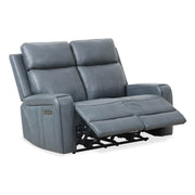 Levoluxe Loveseat Blue Cavron 58" Leather Match Power Reclining 2 Seater Loveseat with Power Headrests - Available in 2 Colours