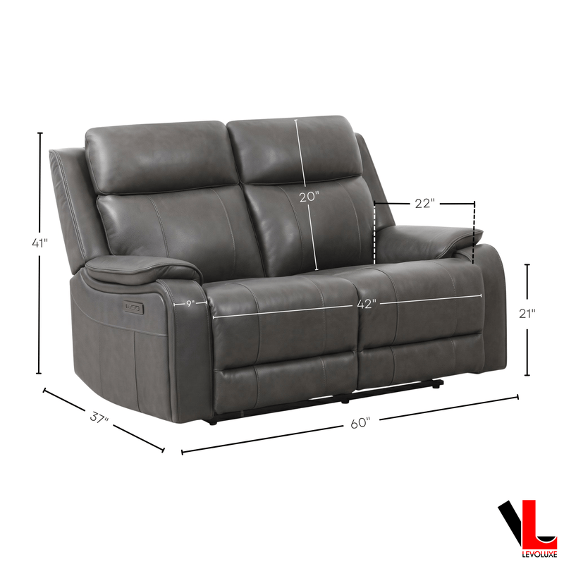 Levoluxe Loveseat Brindle 60" Leather Match Power Reclining 2 Seater Loveseat - Available in 2 Colours