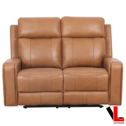 Levoluxe Loveseat Cavron 58" Power Reclining 2 Seater Loveseat with Power Headrests in Cognac Leather Match