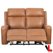 Levoluxe Loveseat Cavron 58" Power Reclining 2 Seater Loveseat with Power Headrests in Cognac Leather Match
