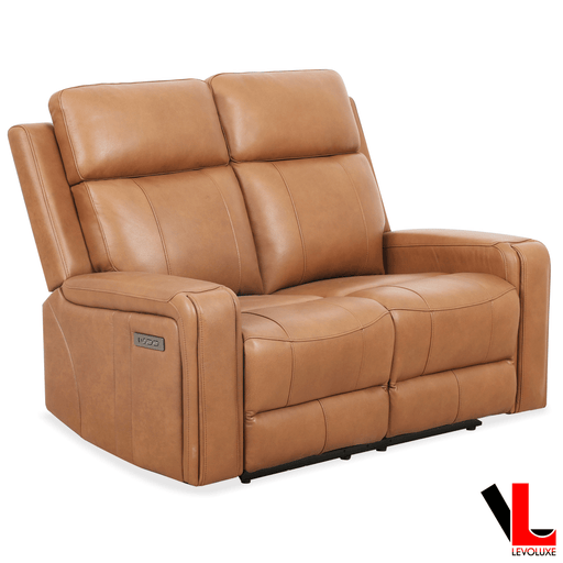 Levoluxe Loveseat Cavron 58" Power Reclining 2 Seater Loveseat with Power Headrests in Cognac Leather Match