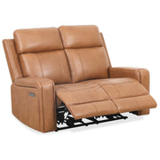 Levoluxe Loveseat Cognac Cavron 58" Leather Match Power Reclining 2 Seater Loveseat with Power Headrests - Available in 2 Colours
