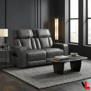 Levoluxe Loveseat Colton 58" Leather Match Power Reclining 2 Seater Loveseat with Power Headrest, Cupholders and Storage - Available in 2 Colours