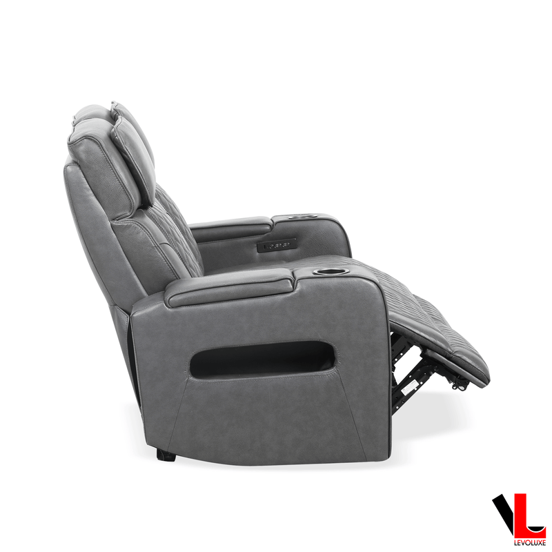 Levoluxe Loveseat Colton 58" Leather Match Power Reclining 2 Seater Loveseat with Power Headrest, Cupholders and Storage - Available in 2 Colours