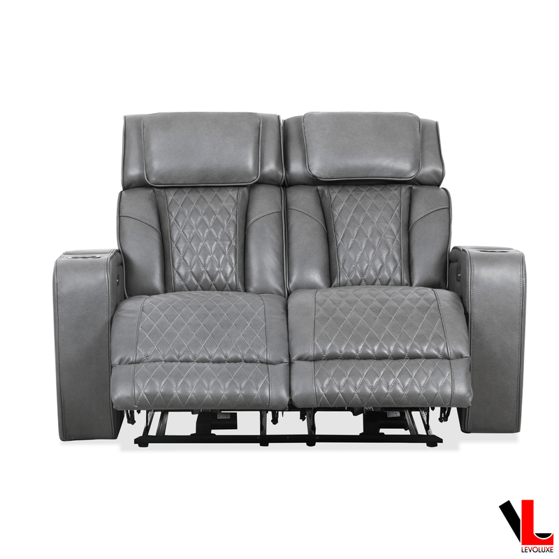 Levoluxe Loveseat Colton 58" Leather Match Power Reclining 2 Seater Loveseat with Power Headrest, Cupholders and Storage - Available in 2 Colours