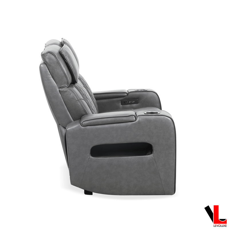 Levoluxe Loveseat Colton 58" Leather Match Power Reclining 2 Seater Loveseat with Power Headrest, Cupholders and Storage - Available in 2 Colours