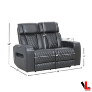 Levoluxe Loveseat Colton 58" Leather Match Power Reclining 2 Seater Loveseat with Power Headrest, Cupholders and Storage - Available in 2 Colours
