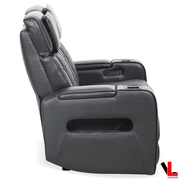 Levoluxe Loveseat Colton 58" Power Reclining 2 Seater Loveseat with Power Headrest, Cupholders and Storage in Black Leather Match