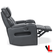 Levoluxe Loveseat Colton 58" Power Reclining 2 Seater Loveseat with Power Headrest, Cupholders and Storage in Black Leather Match