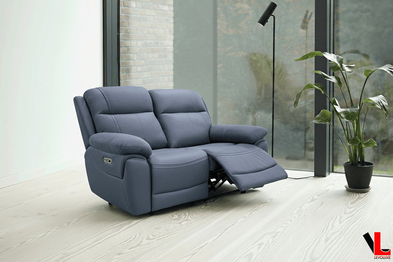 Levoluxe Loveseat Regent 62" Jaxxon Blue Power Reclining 2 Seater Loveseat with Power Headrests