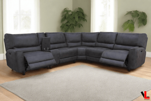 Levoluxe Sectional Atlas Corner Sectional Sofa with Console and Power Recliners in Kori Piompo Faux Leather