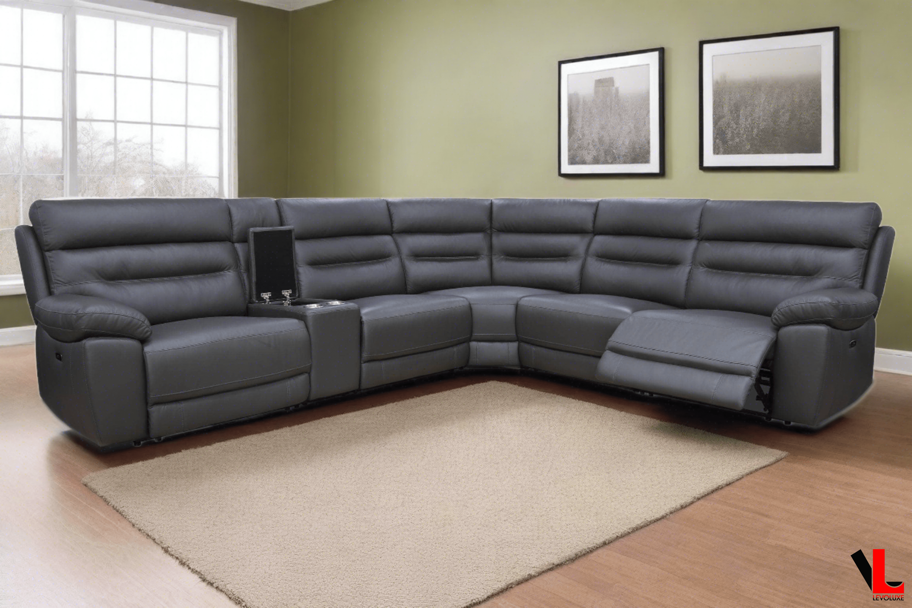 Levoluxe Aura Corner Sectional Sofa with Console, Power