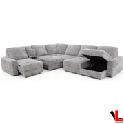 Levoluxe Sectional Infinity 150" Wide Large Modular L-Shaped Sectional Sofa with Power Sliders and Storage in Soho Dark Grey