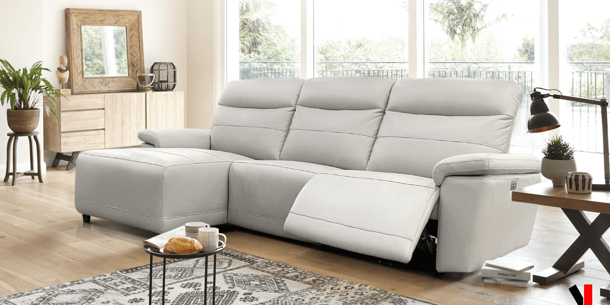 Levoluxe Novak 102” Wide Power Reclining Sectional Sofa in Light