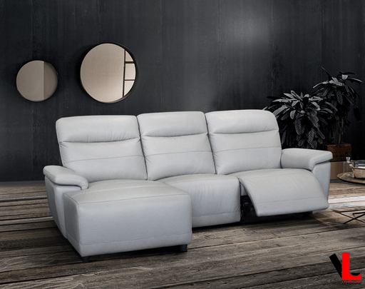 Levoluxe Sectional Novak 102" Wide Power Reclining Sectional Sofa in Light Grey Leather Match